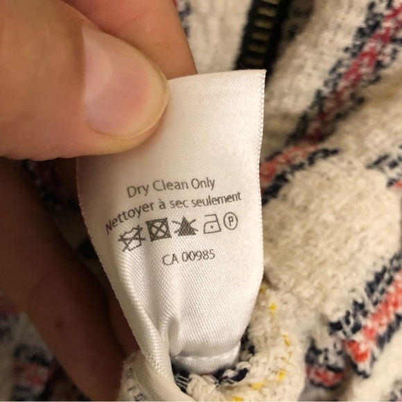 Veronica Beard red And White tweed moto asymmetric blazer zip up Jacket Sz 0 - Picture 15 of 16